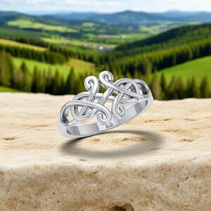 Celtic Knotwork Sterling Silver Ring, Size 6